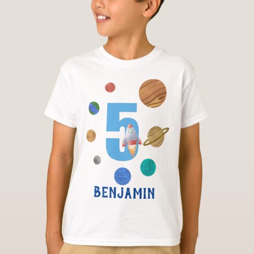 Customize 5th Birthday Solar System Planet T_Shirt