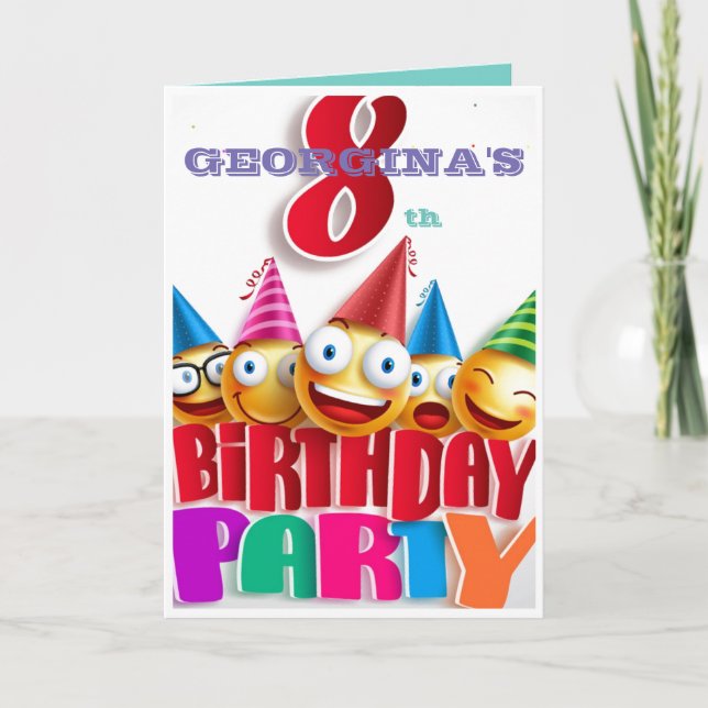 Customize 8th Birthday Card Boy or Girl (Front)