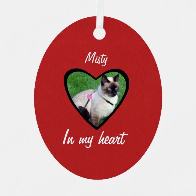 Customize a Pet Cat Tribute / Memorial Metal Ornament (Front)