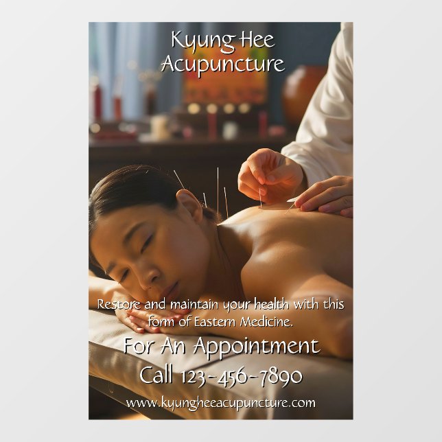 Customize Acupuncture Therapy Clinic Window Cling (Sheet)