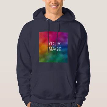 Customize Add Image Logo Navy Blue Template Hoodie by art_grande at Zazzle
