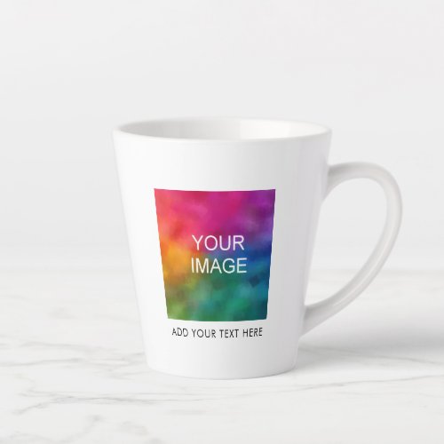 Customize Add Image Photo Business Logo Text Name Latte Mug