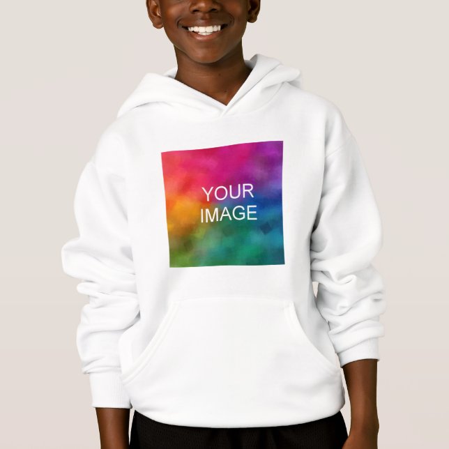 Customize Add Image White Template Kids Boys Hoodie (Front)