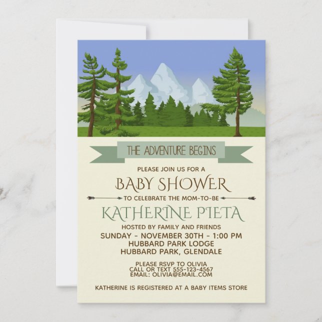 Customize Adventure Begins Baby Shower Invitation (Front)