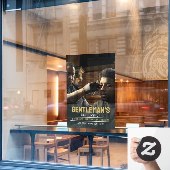 Customize African American Barbershop Business Window Cling (Cafe Window)