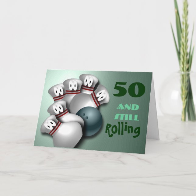 Customize Age  bowling Birthday Card (Front)