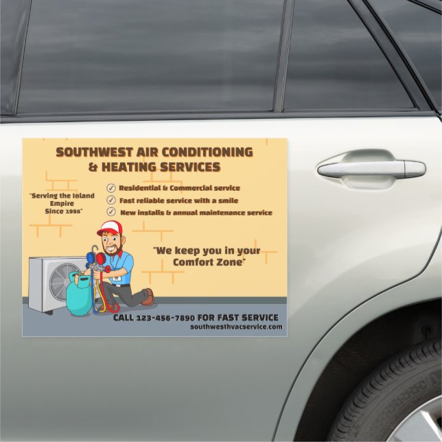 Customize Air Conditioning Heating HVAC Business  Car Magnet (In Situ)