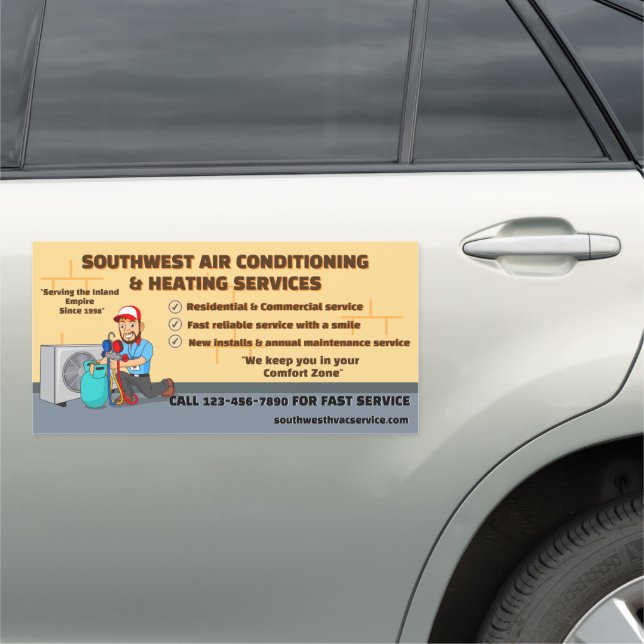 Customize Air Conditioning Heating HVAC Business  Car Magnet (In Situ)