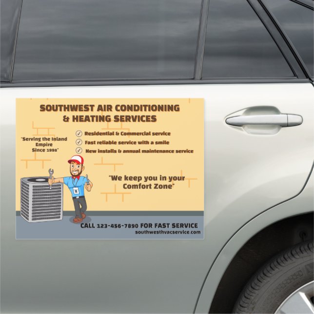 Customize Air Conditioning Heating HVAC Business  Car Magnet (In Situ)