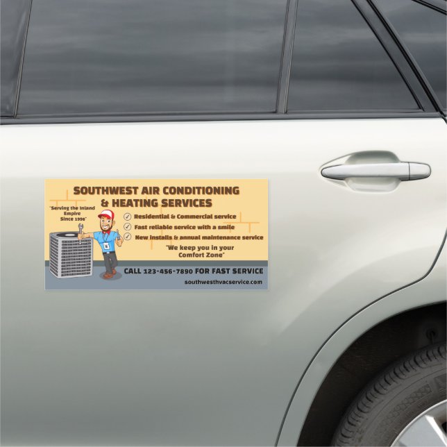 Customize Air Conditioning Heating HVAC Business  Car Magnet (In Situ)