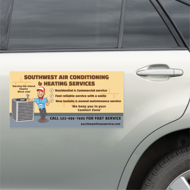 Customize Air Conditioning Heating HVAC Business  Car Magnet (In Situ)