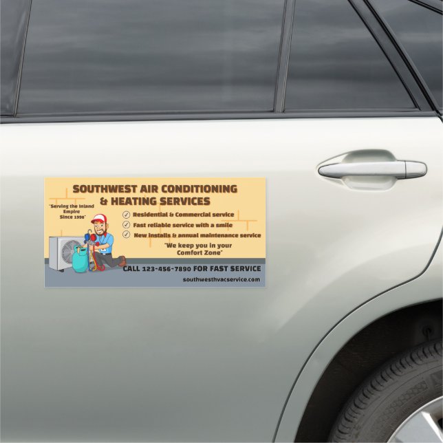 Customize Air Conditioning Heating HVAC Business  Car Magnet (In Situ)
