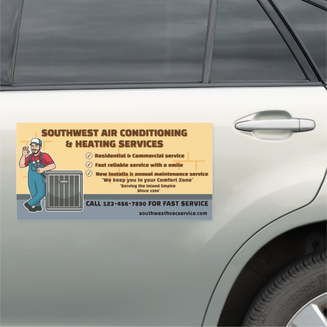 Customize Air Conditioning Heating HVAC Business  Car Magnet (In Situ)
