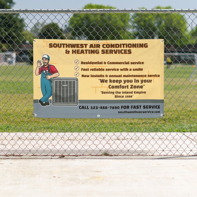 Customize Air Conditioning Heating HVAC Shop Banner (Insitu)