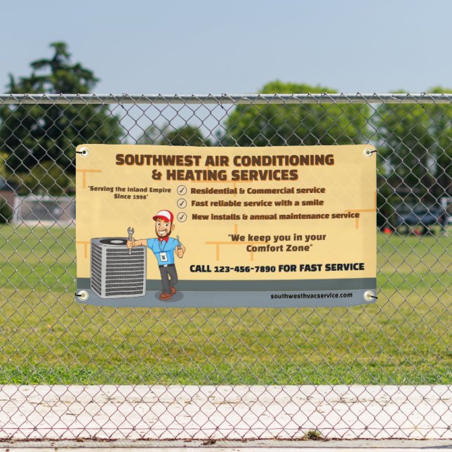 Customize Air Conditioning Heating HVAC Shop Banner (Insitu)