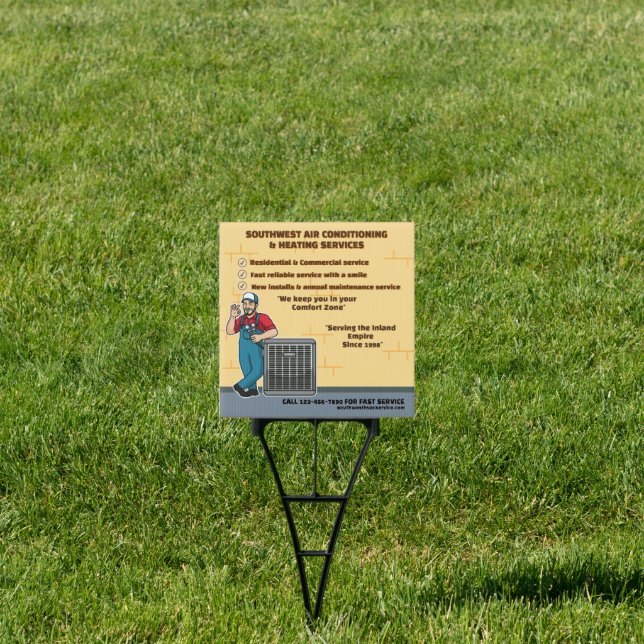 Customize Air Conditioning Heating HVAC Yard  Sign (Insitu)