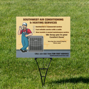 Customize Air Conditioning Heating HVAC Yard  Sign