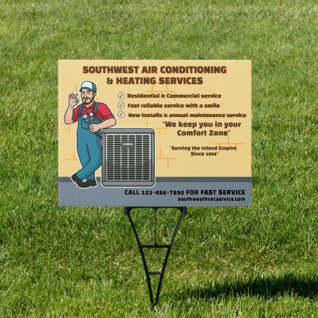 Customize Air Conditioning Heating HVAC Yard  Sign (Insitu)