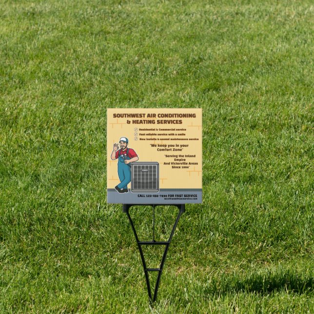 Customize Air Conditioning Heating HVAC Yard Sign (Insitu)