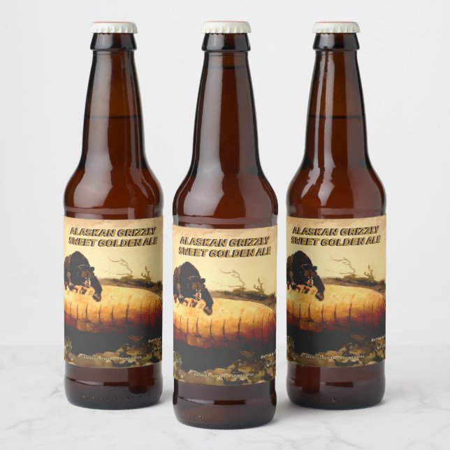 Customize Alaskan Grizzly Golden Ale Detailed Craf Beer Bottle Label (Bottles)