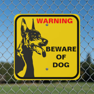 Customize Amber Doberman Pinscher Beware of Dog  Metal Sign