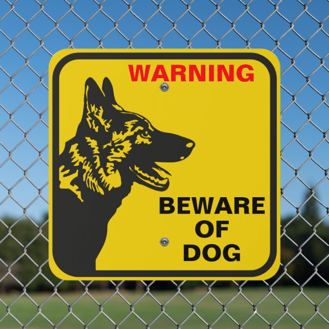 Customize Amber German Shepherd  Beware of Dog  Metal Sign (In Situ(Fence))
