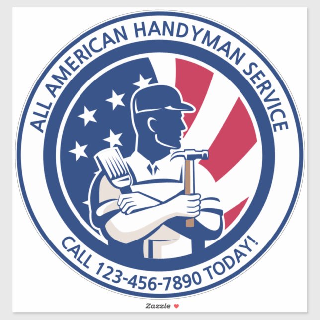 Customize American Patriotic Handyman Truck Van  Sticker (Sheet)