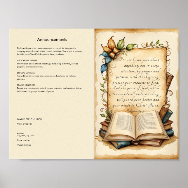 Customize and Download Church Bulletin Poster (Front)