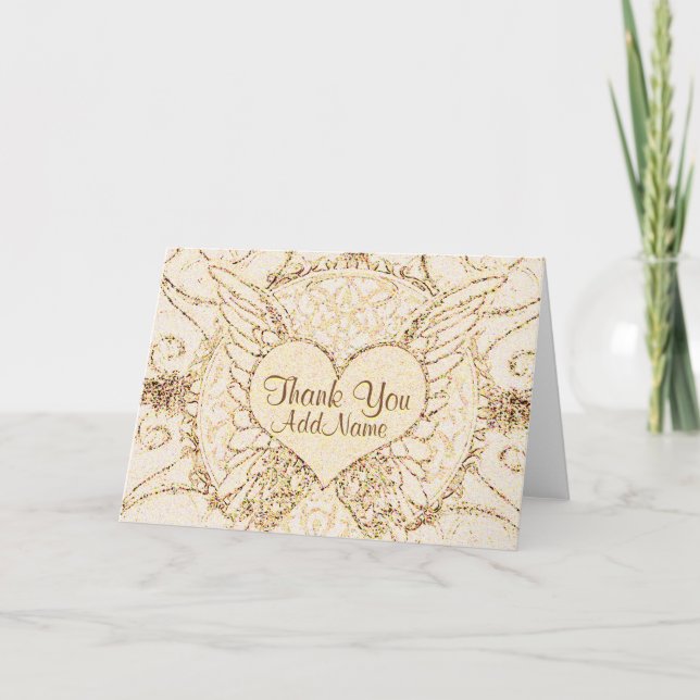 Customize Angel Wings and Heart Thank You Card (Front)