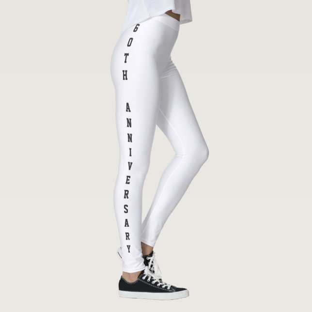 Customize Anniversary Diamond White Black Monogram Leggings (Right)