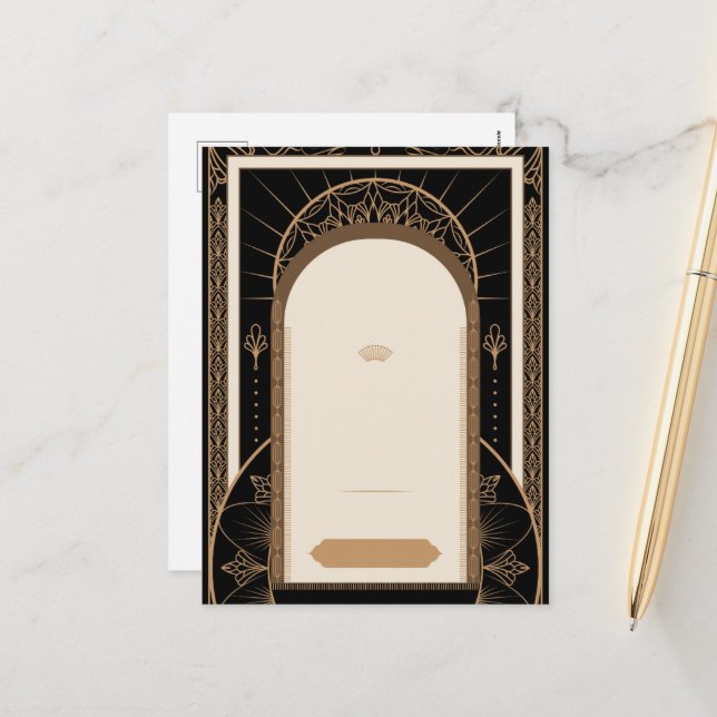 CUSTOMIZE: Art Deco Style Template Postcard (Front/Back In Situ)