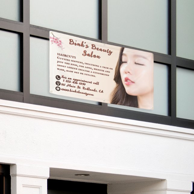Customize Asian Beauty Hair Salon Advertising Banner (Outside Building)