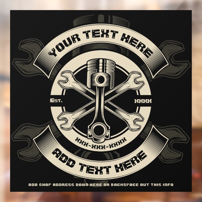 Customize Auto Moto Repair Shop Business Window Cling (Sheet 2)