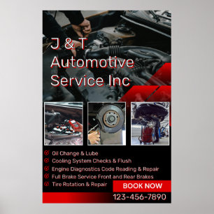 Customize Auto Repair Garage Service List With Log Poster