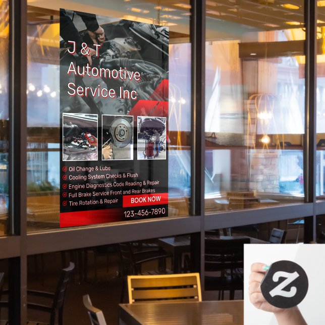 Customize Auto Repair Garage Service List With Log Window Cling (Restaurant Window)