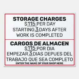 Customize Auto Repair Paint Shop Vehicle Storage Sign