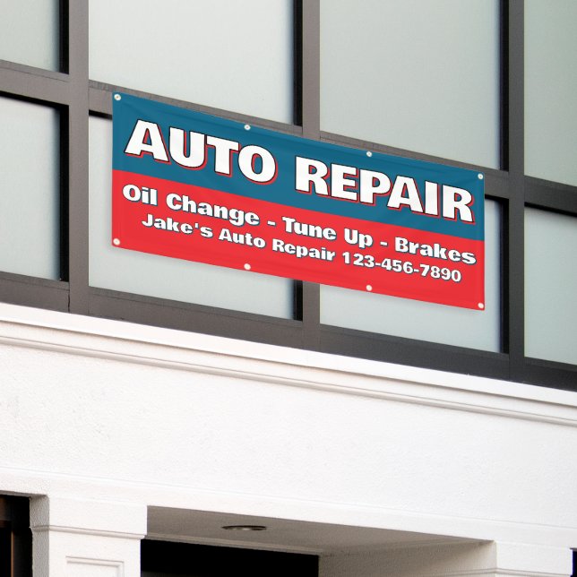 Customize Auto Repair Service Brakes Oil Change Banner (Outside Building)