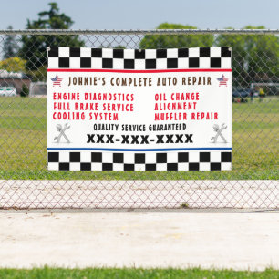 Customize Auto Repair Shop Full Service USA Flag Banner