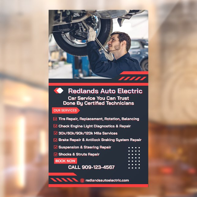 Customize Auto Repair Shop Service Repair List Pro Window Cling (Sheet 2)