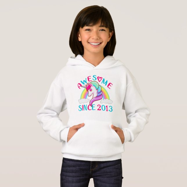 Customize Awesome Unicorn Since Her Birth Year Hoodie (Front Full)