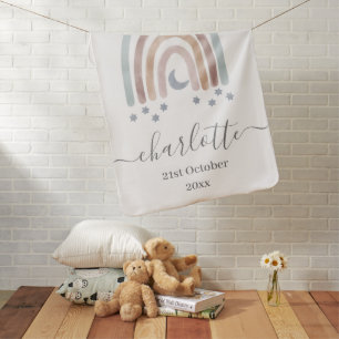 Customize Baby Blanket - Moon and Stars Rainbow