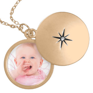 Customize baby photo gold plated necklace