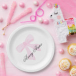 Customize baby shower pink bow paper plates<br><div class="desc">This is a hand painted design no ai!</div>