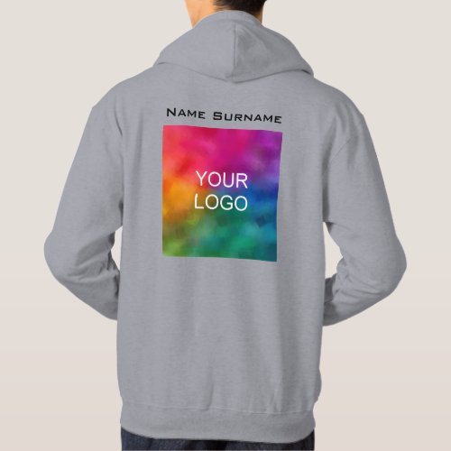 Customize Back Design Business Logo Mens Grey Hoodie