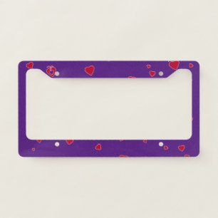 Customize Background Color Red Hearts License Plate Frame