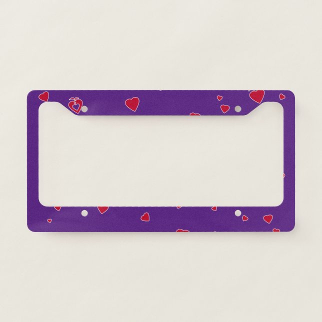 Customize Background Color Red Hearts License Plate Frame (Front)