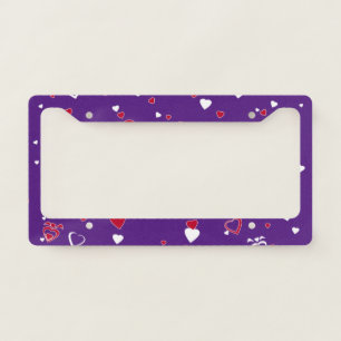 Customize Background Color Red White Hearts License Plate Frame