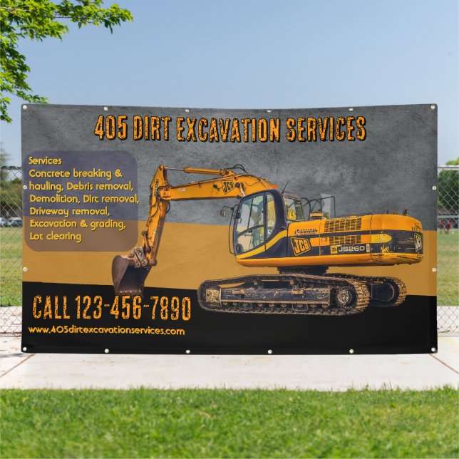 Customize Backhoe Excavation Services Contractor  Banner (Outside)