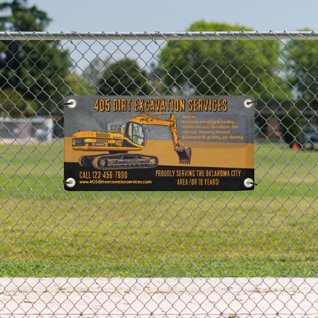 Customize Backhoe Excavation Services Fence Promo Banner (Insitu)