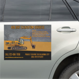 Customize Backhoe Excavation Services Truck Promo Car Magnet
